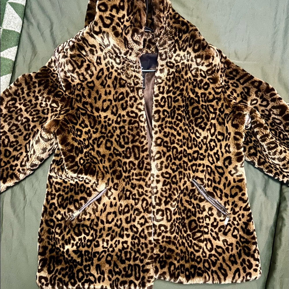 Beautiful, Shiny, Dennis Basso Faux Fur Hooded Coat (L)